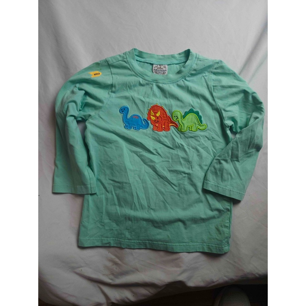Southern Sass Smocks Dinosaur T-Shirt Boys Size 6 Green Long Sleeve‎ Casual